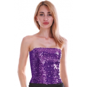 Purple Sequin Tube Top - Womens 70s Disco Costumes 